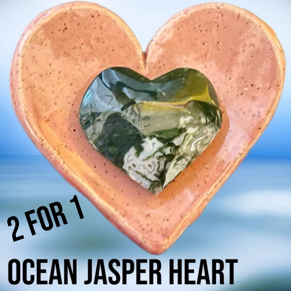 Ocean Jasper Heart β Black Oak Pink Heart Ceramic Dish NWOT - Picture 7 of 16